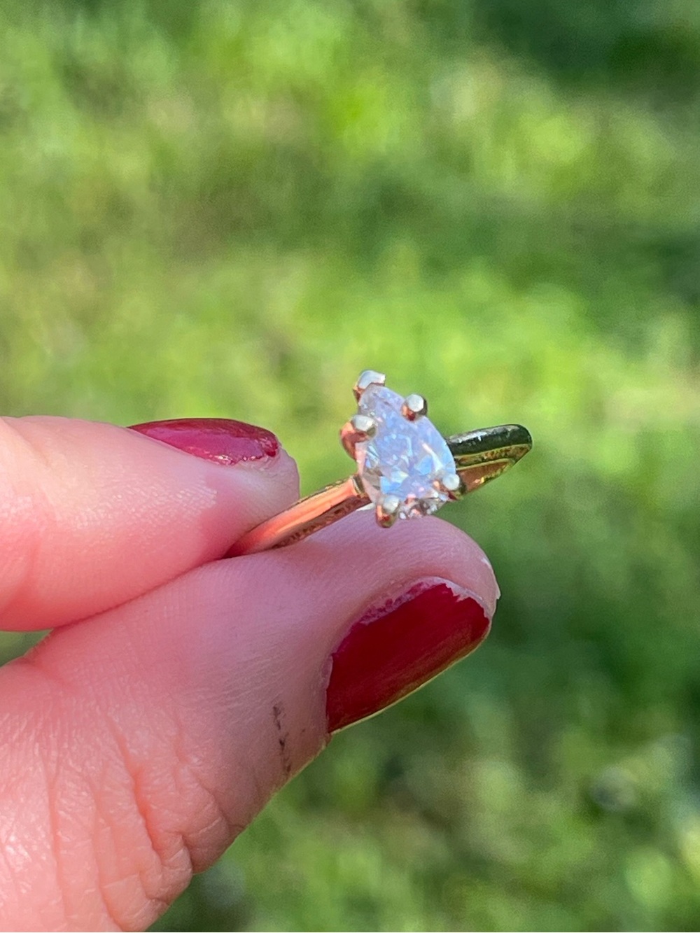 14k Gold Solitaire Pear-Cut Natural GIA Diamond Engagement Ring